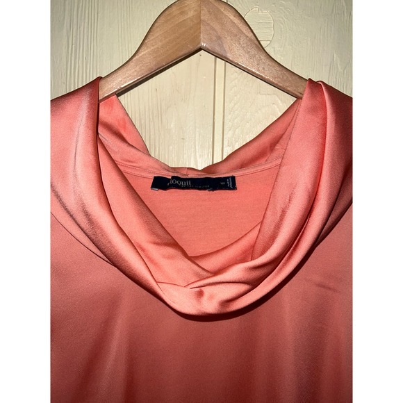 Peach Fuzz Eloquii PLUS 14W Drape Cowl Neck Tank TOP Faux Silk Blouse Shell 1X - Picture 3 of 8